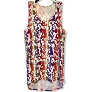 Haby Mesh Tank Top Geometric Triangle Purple Red